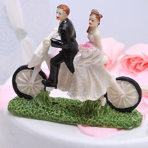 primeros de la torta en bicicleta recién casados ​​topper de la torta