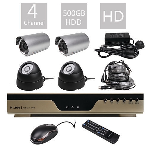 Entry-Level All-in-one 4CH DVR Kit (500G Hard Disk, H.264)