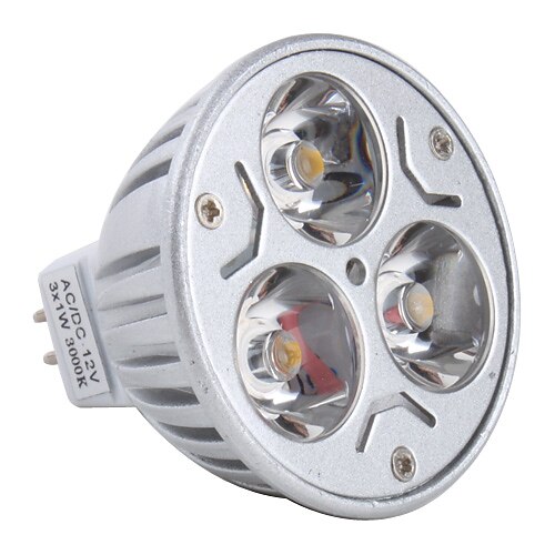 3 W LED-kohdevalaisimet 3000 lm GU5,3(MR16) MR16 3 LED-helmet Teho-LED Lämmin valkoinen 12 V