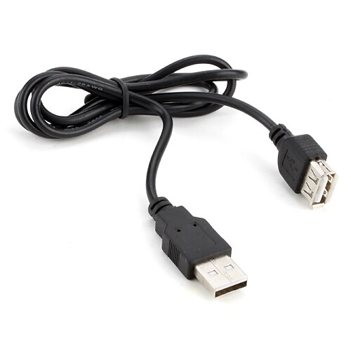 USB 2.0 uros naaras jatkojohto (musta) 0.8m