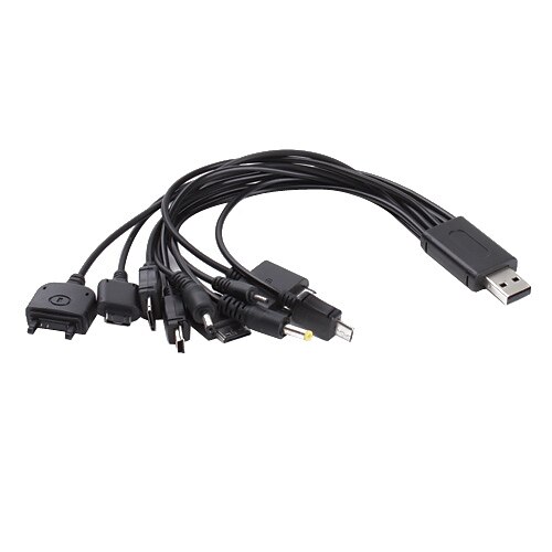 universal 10-in-1 USB cablu de alimentare (27cm, negru)