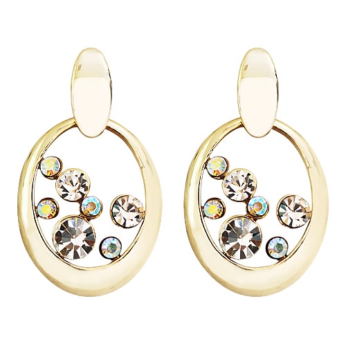 

redonda rhinestone-tachonado pendientes (de oro)