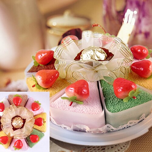 桜のケーキタオルセット - 8ケーキのピースのセット