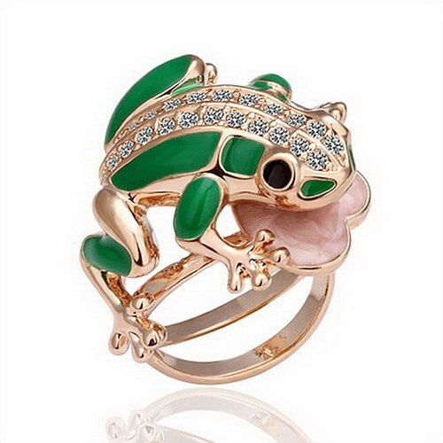 Gorgeous Cubic Zirconia 18K Gold Plated Frog Fashion Ring (More Colors)