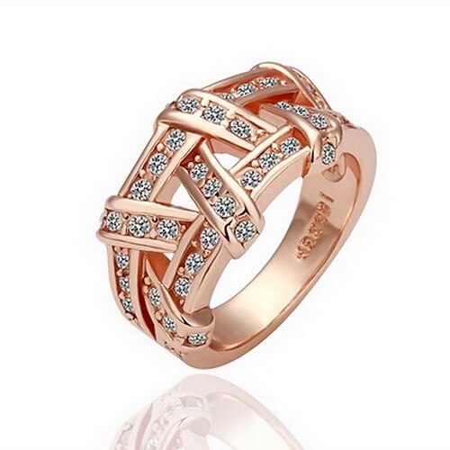 magnífico circonio cúbico de oro 18k se entrecruzan la moda del anillo