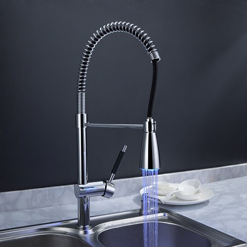 1279 Sprinkle® Kitchen Faucets - Transitional Chrome Centerset / LED One Hole