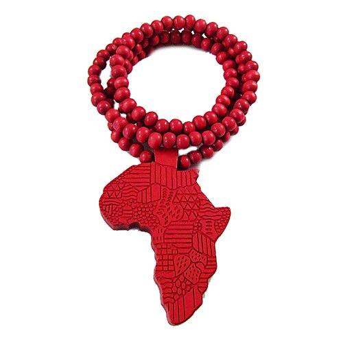 アフリカの地図柄の木製のネックレス