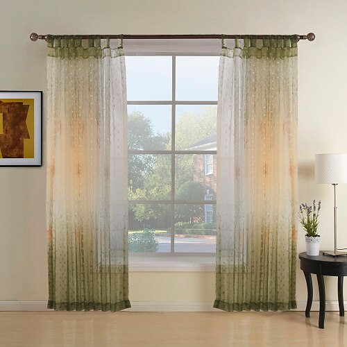 Sob Medida Transparente Sheer Curtains Shades Dois Painéis 2*(W107cm×L245cm) / Sala de Jantar