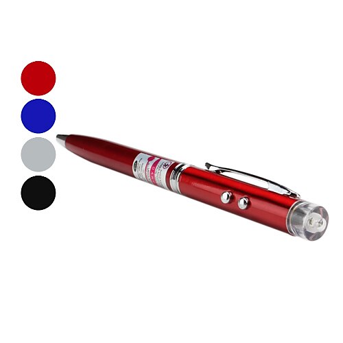 3-in-1 Ball Pen with 2-Mode White Light and 5mW Red Laser (3xLR41, Black Ink)