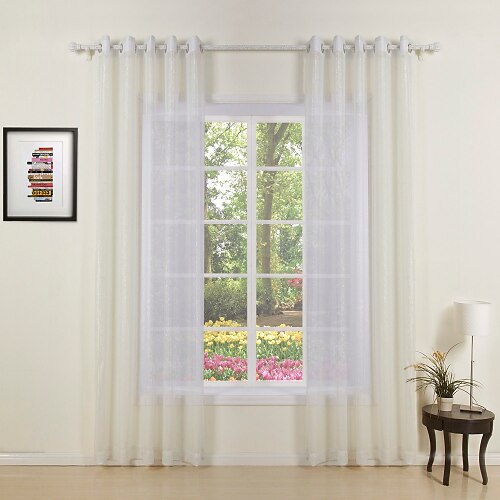 Sheer Curtains Shades Living Room Solid Colored Polyester Print
