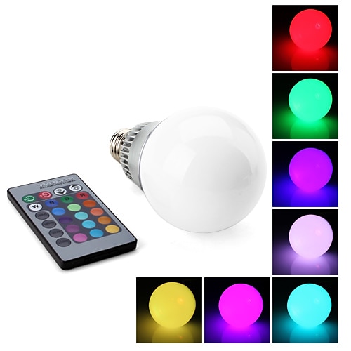 E27 10W RGB Ljus Fjärrstyrd LED-Bollampa (85-265V)