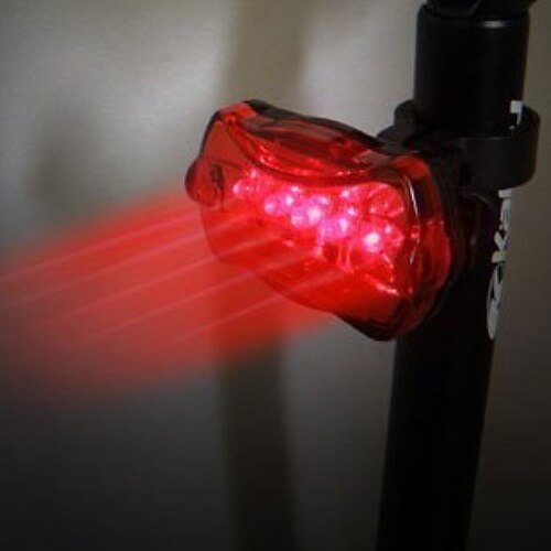 bici bicicletta 7-mode a 5 LED luce posteriore luce di sicurezza di avvertimento rossa (2xAAA)