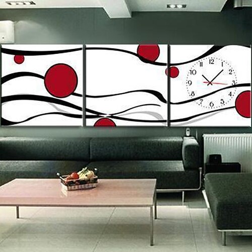 12"-24" Modern Style Abstract Wall Clock in Canvas 3pcs