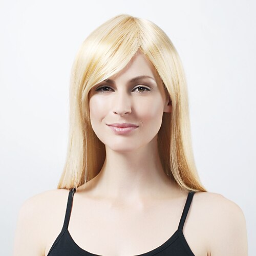 Synthetische Perücken Glatt Stil Kappenlos Perücke Blond Synthetische Haare 24 Zoll Damen Blond Perücke Schwarze Perücke