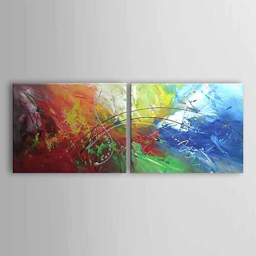 Hang-geschilderd olieverfschilderij Handgeschilderde - Abstract Hedendaags Inclusief Inner Frame / Uitgerekt canvas