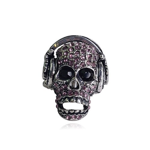 

Music Skeleton Head Zircon Silver Alloy Ring