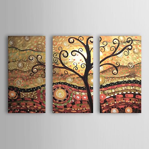 Oil Painting Hand Painted - Abstract Canvas Three Panels