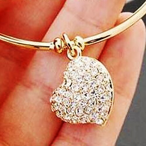 Women's Bangles Casual Love Adjustable Open Rhinestone Other Alloy Heart Jewelry