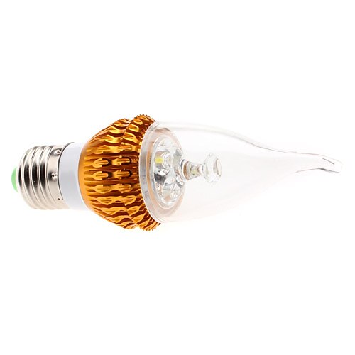 Dimmable E27 3W 240-270LM 6000-6500K Natural White Light Golden Shell LED Candle Bulb (85-265V)