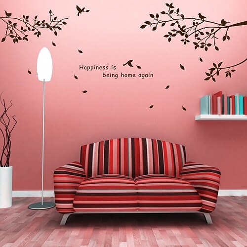 Botanical DIY Words Wall Stickers Hapiness Tree Washable Wall Decals