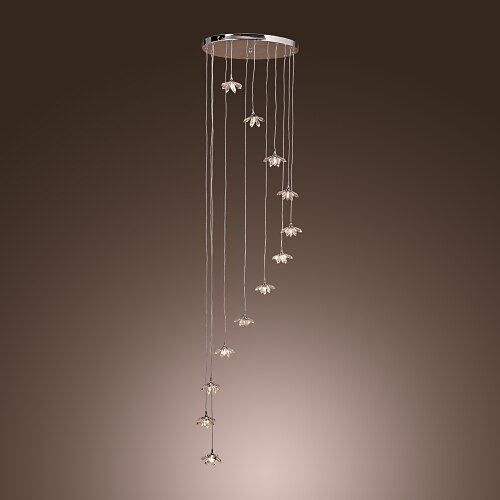 10 lumières 45 cm Cristal / Style mini Lampe suspendue Métal Grappe Chrome Moderne contemporain 110-120V / 220-240V