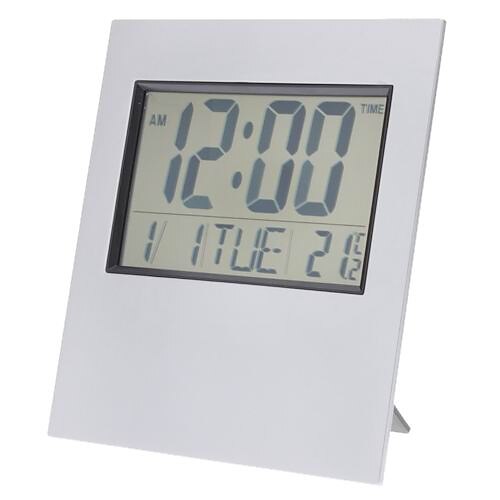 6 "שולחן העבודה lcd / טיימר מדחום לוח השנה שעון המעורר דיגיטלי תלייה על קיר (2xaa)
