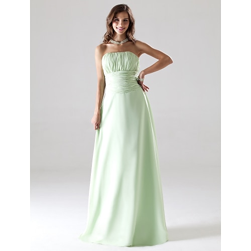 

Ball Gown / A-Line Bridesmaid Dress Strapless Sleeveless Elegant Floor Length Chiffon with Ruched / Draping 2022