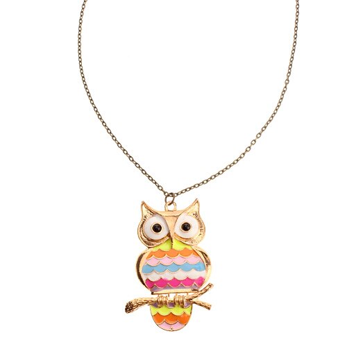 Retro Rainbow Owl Necklace