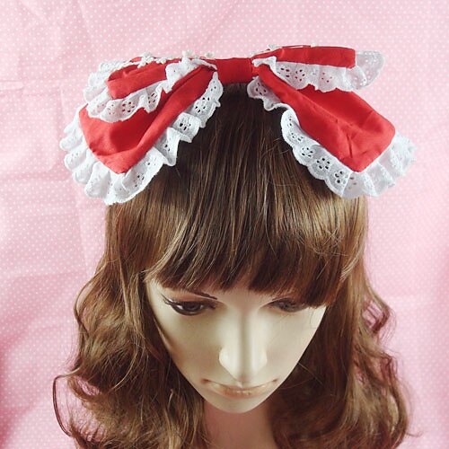 Bijoux Doux Coiffure Femme Rouge / Bleu / Rose Accessoires Lolita  Couleur Pleine Nœud papillon Casque Coton Déguisement d'Halloween