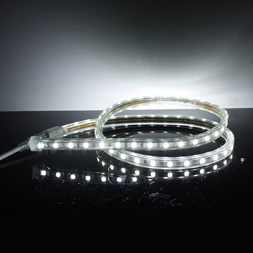 Vanntett 10W/m 5050 SMD LED stripelampe med hvitt lys (220V, valgfri lengde) 