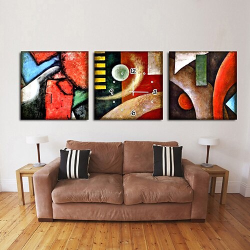 moderne abstrakt veggur i canvas 3pcs