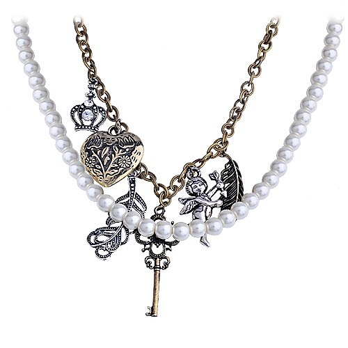 

Retro Pearl Chain Angle Pendant Alloy Halskette