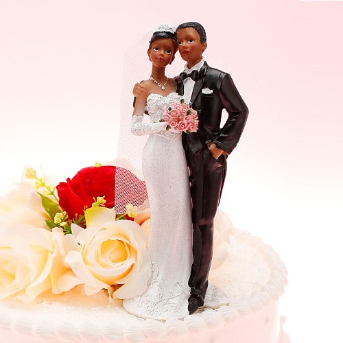 Διακοσμητικό Τούρτας Κλασσικό ζευγάρι / Εθνικό & Διαφυλετικό Ρητίνη Γάμου / Επέτειος με Τσάντα PVC