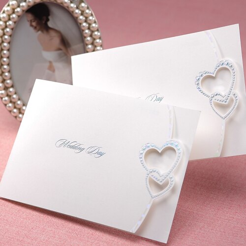 Боковой сгиб Свадебные приглашения Пригласительные билеты Классический / Сердце / Современный Розовая бумага 16,6*11,5 см