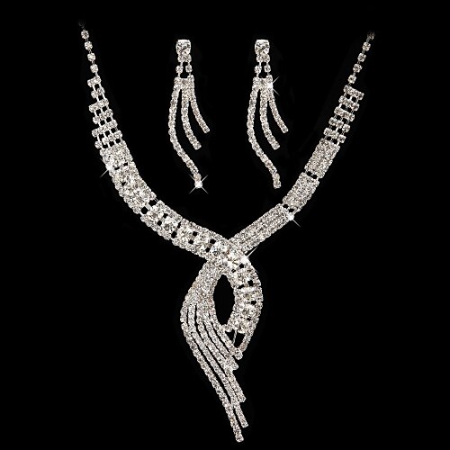 diamantes de imitación de alta calidad checo con el collar de la boda de aleación plateada y establecer joyas pendiente