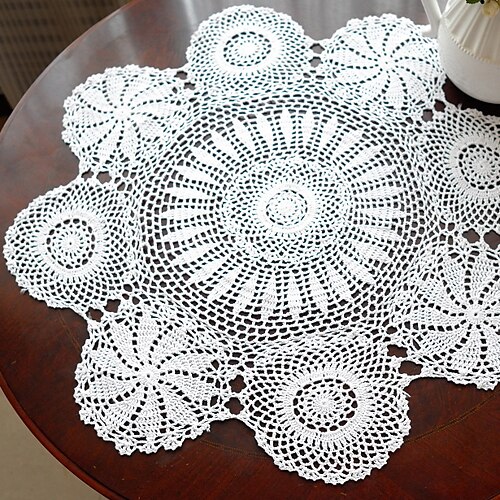 100% Cotton Round Table Cloth Solid Colored Floral Table Decorations
