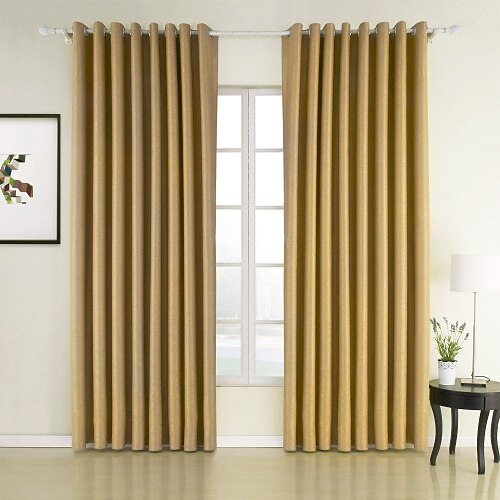 Curtains Drapes Bedroom Solid Colored 100% Polyester / Polyester Embossed