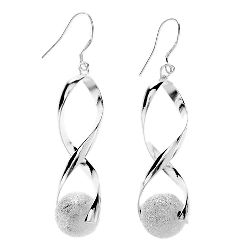 Women's S Shaped Frosted Ball Drop Earrings - Ball Silver For Daily