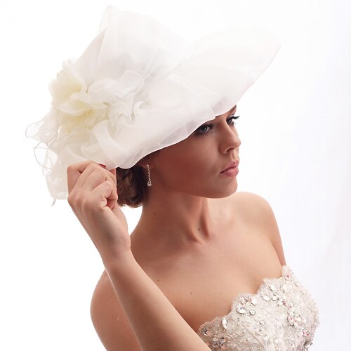 Beautiful Organza/Satin Forging And Simulation Flowers Wedding Bride Hat