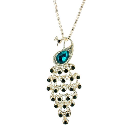 Rare Black Diamond Sapphire Pfau-Endstück Metall Halskette