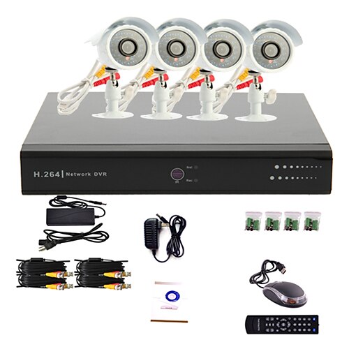 4 Channel CCTV DVR-järjestelmä (4 Outdoor Warterproof kamera, PTZ-ohjaus)