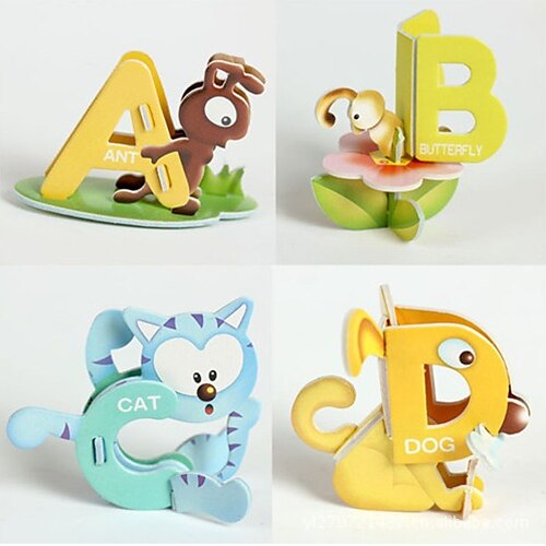 26PCS 26 Letters 3D Animals Puzzles Early Education