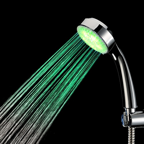 עכשווי שפורפרת יד למקלחת כרום מאפיין for  LED , ראש המקלחת