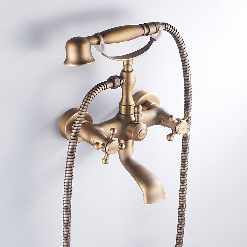 Grifo de bañera - Clásico Latón Envejecido Bañera y ducha Válvula Cerámica Bath Shower Mixer Taps