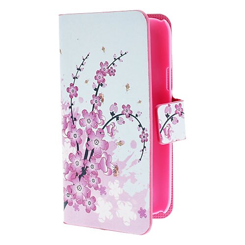 Mini Elegant Flower Pattern PU skinnveske med Magnetic Snap og kortplass for Samsung Galaxy S4 mini I9190