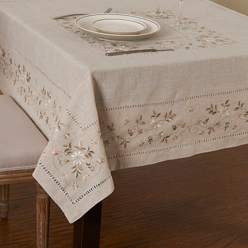 Miscela lino / cotone Quadrato Tovaglie Fantasia floreale Ecologico Decorazioni da tavola