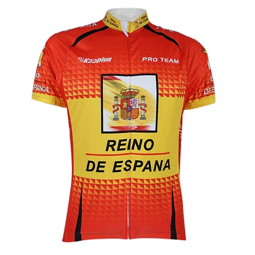 

Men's Women's Cycling Jersey Short Sleeve Bike Jersey Top with 3 Rear Pockets Mountain Bike MTB Road Bike Cycling Windproof Quick Dry Waterproof Zipper Front Zipper Red Spain Champion National Flag