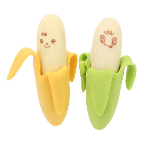 バナナ形の消しゴム2個