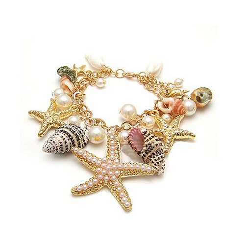 Fashion Alloy With Pearl Starfish/Cowry Women's Bracelet