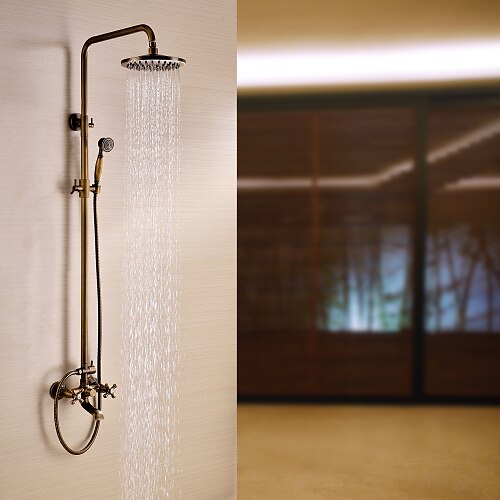 Soubor - Nástěnná montáž tradiční Starožitná mosaz Keramický ventil Bath Shower Mixer Taps